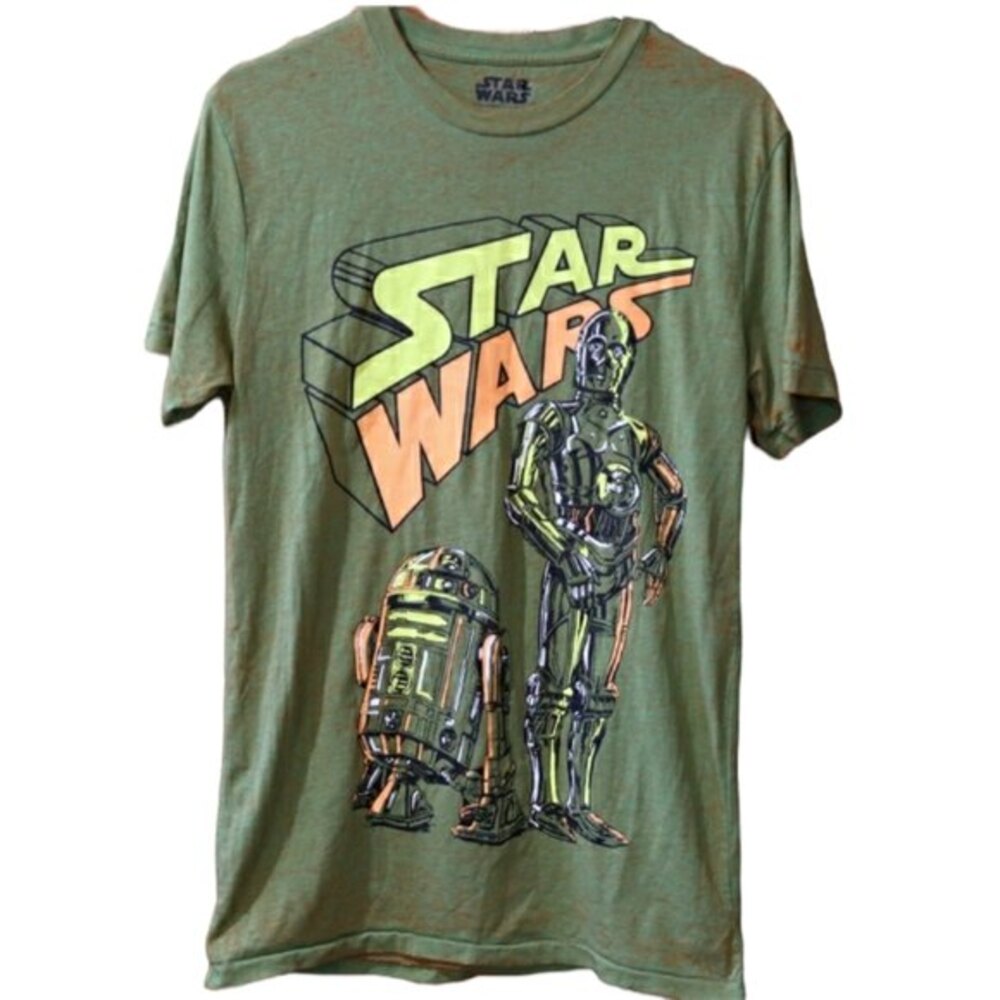 Starwars Green Space Dye Graphic Tshirt Medium